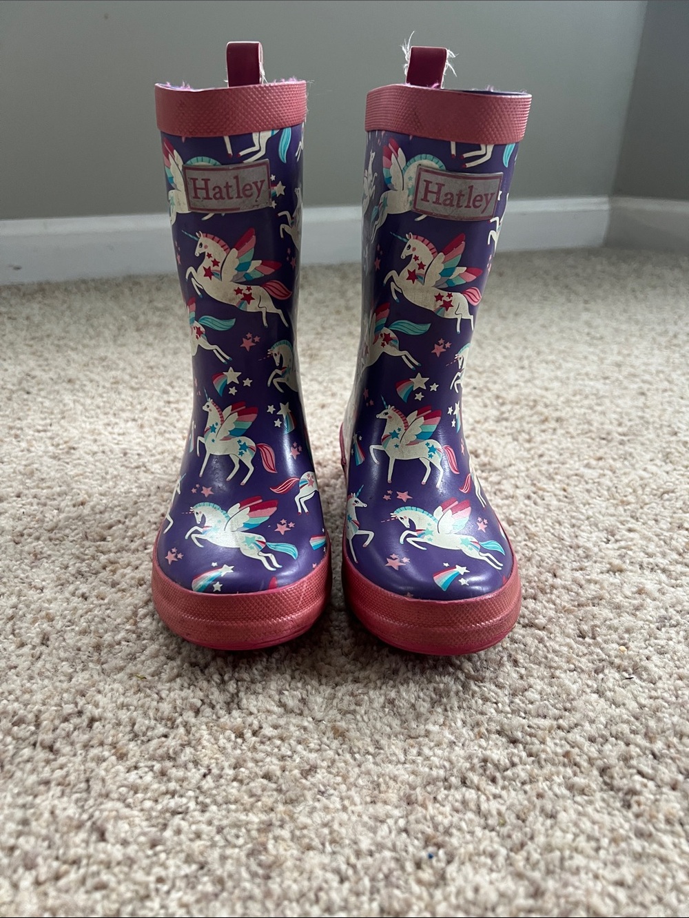 Hatley Purple Unicorn Rain Boots with Pink Trim